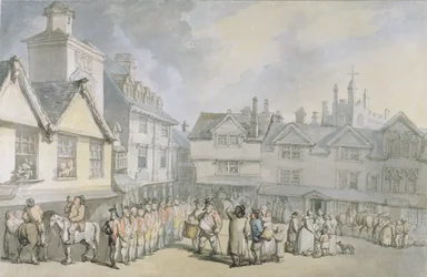 Eine Überprüfung auf einem Marktplatz, ca. 1790